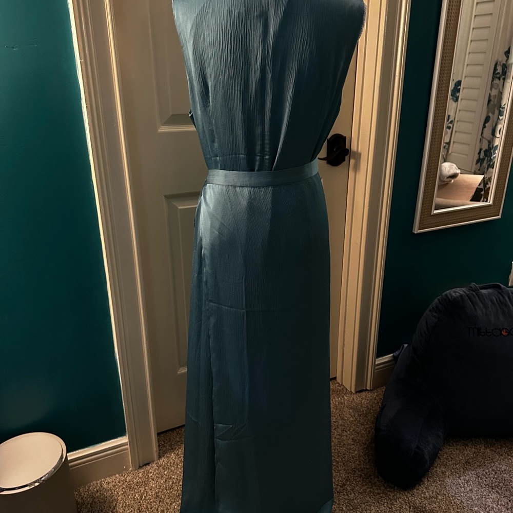 New Veiled Collection 2 piece gray maxi dress and skirt set silk medium